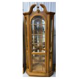 Oak Corner Lighted Curio Cabinet