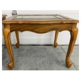 Oak Leaded Glass End Table