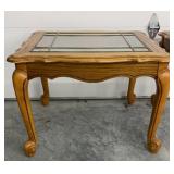 Oak Leaded Glass End Table