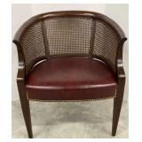 Vtg Barrel Back Vinyl Seat Occasional Chair