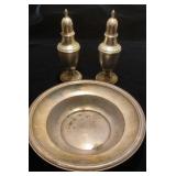 Sterling Shakers and Sterling bowl