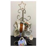 Metal Coffee Cup Tree & Cups