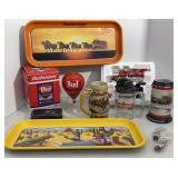 Budweiser Train, Coin Bank, Trays & Mugs