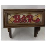 Vtg Lighted Stained Glass Bar Light