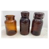 Antique Amber Lightning Jars