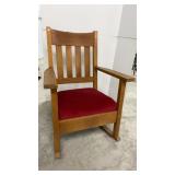 Antique Oak Mission Style Padded Seat Rocker