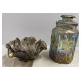 Carnival Glass Bowl & Canister