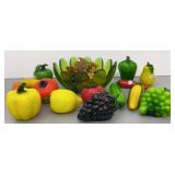 Colored Glass Fruit & Fruit Bowl