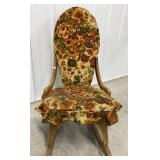 Vtg Maple Framed Upholstered Rocker