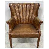 Cherry Framed Vinyl Occasional Chair