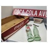 Coca-Cola Items, wood crate, sign
