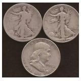 Walking Liberty & Franklin Silver Half Dollars