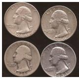 Silver Washington Quarter Coins (4)