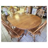 Oak Pedestal Dining Table and 6 Chairs