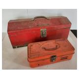 Tool Boxes, metal, one with inner tray