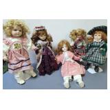 Dolls, 3 on stands, Porcelain