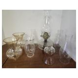 Oil Lamp, extra chimneys, sconces