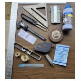 Measuring Square, level, plumb bob