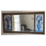 Beveled Mirror with Side Prints