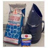 Full Bag Of Charcoal, plastic hopper & Charcoal