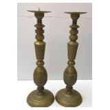 Brass Pillar Candle Holders 20in tall