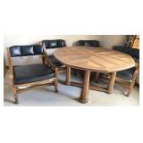 MCM Octagonal Table (46in) & Vinyl seat Arm