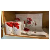 Poppy serving plates & Coffee Cups
