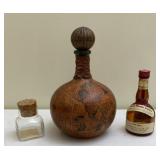Vtg Italian Leather Wrapped World Decanter