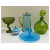 Colored Art Glass Pitcher, Planter