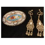 Italian Millefiori brooch & antique chandelier