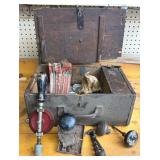Antique Wooden Box & Contents