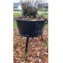 Primitive Cast Iron Kettle Planter on stand