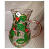 Hand Painted Glass Pitcher