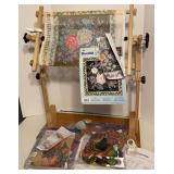 Needlework Frame Table, Projects & Thread