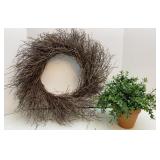 Plastic Succulent Plant & Stick Wreath