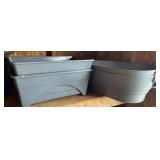 (4) Plastic Galvanized Look Planters