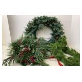 Lighted Wreath & Planter Greenery