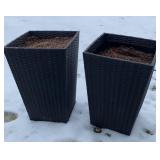 Resin Wicker Planters 15in sq, 22in tall