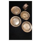 Sterling silver napkin ring & butter pat plates