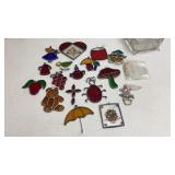 Stained Glass Sun Catchers & Glass Foot Bowl