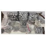 Plastic Silver, Clear & White Christmas Ornaments