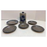 Rowe Potteryworks Stoneware Saucers & Stein