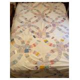 Antique Unfinished Double Wedding Ring Quilt