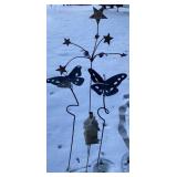Metal Butterfly & Birdhouse Landscape Art