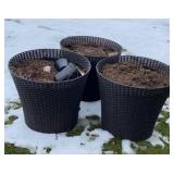 (3) Large Resin Planters 21in dia, 18in tall