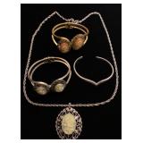 Cuff bangles with matching pendant