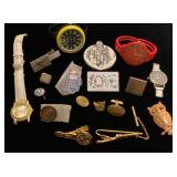 Tie clips, watches and pins