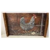 Chicken Painting on Antique Grape Tray