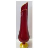 LE Smith Amberina Swung Art Glass Vase