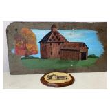Round Barn Painting On Slate Shingle